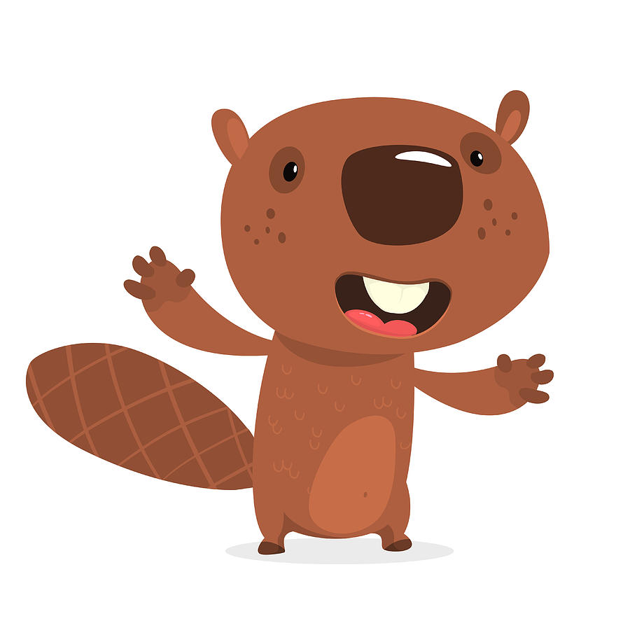 Happy cartoon beaver.