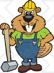 Clipart Illustration of a Beaver Character Construction