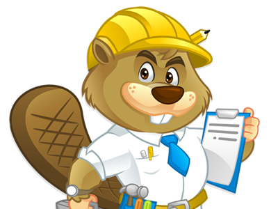 Construction beaver mascot.