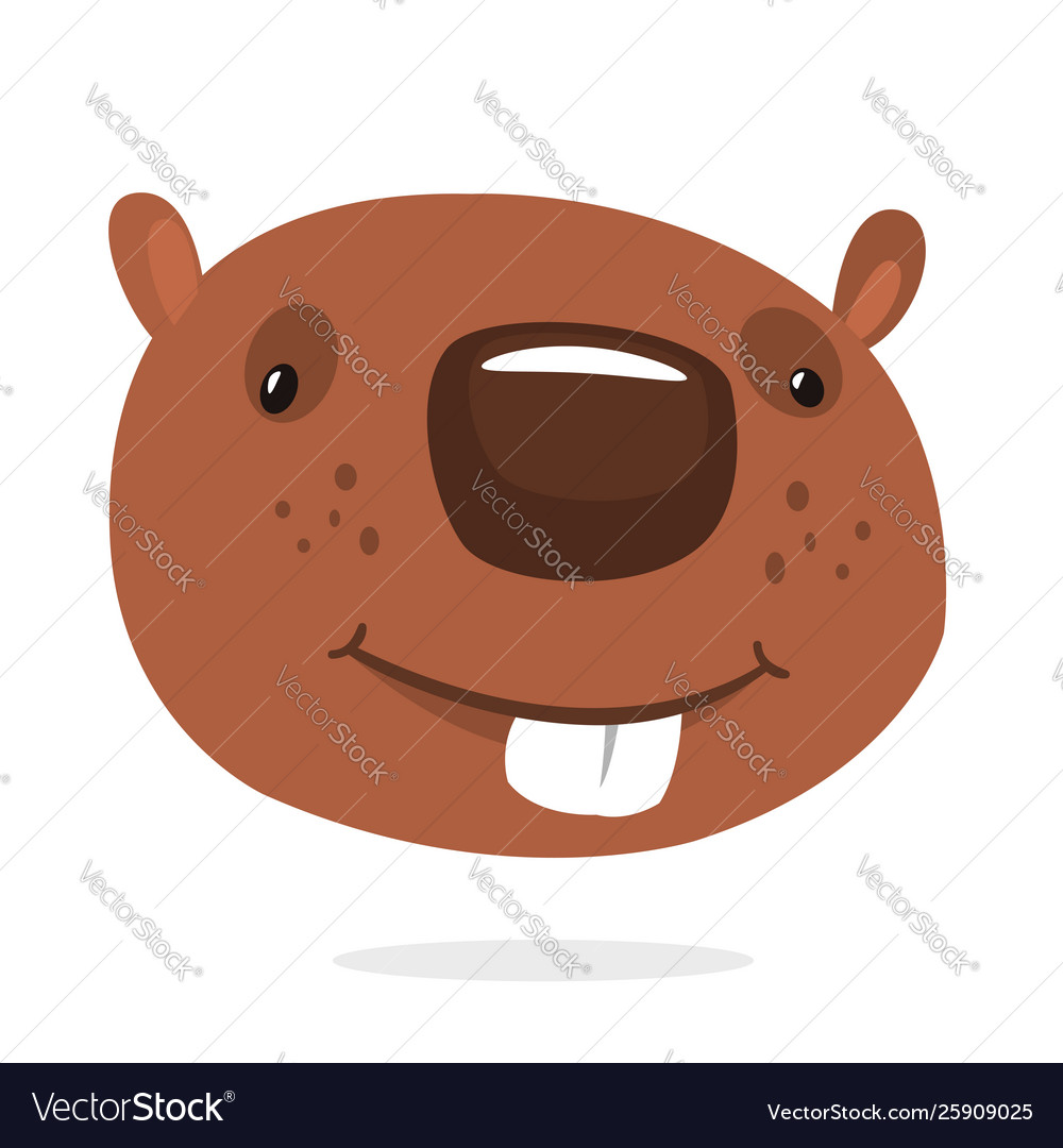 Cute cartoon beaver head smiling