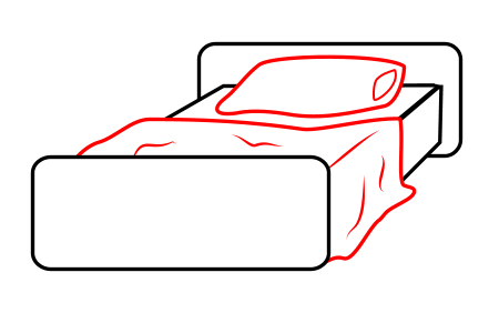 Drawing a cartoon bed in