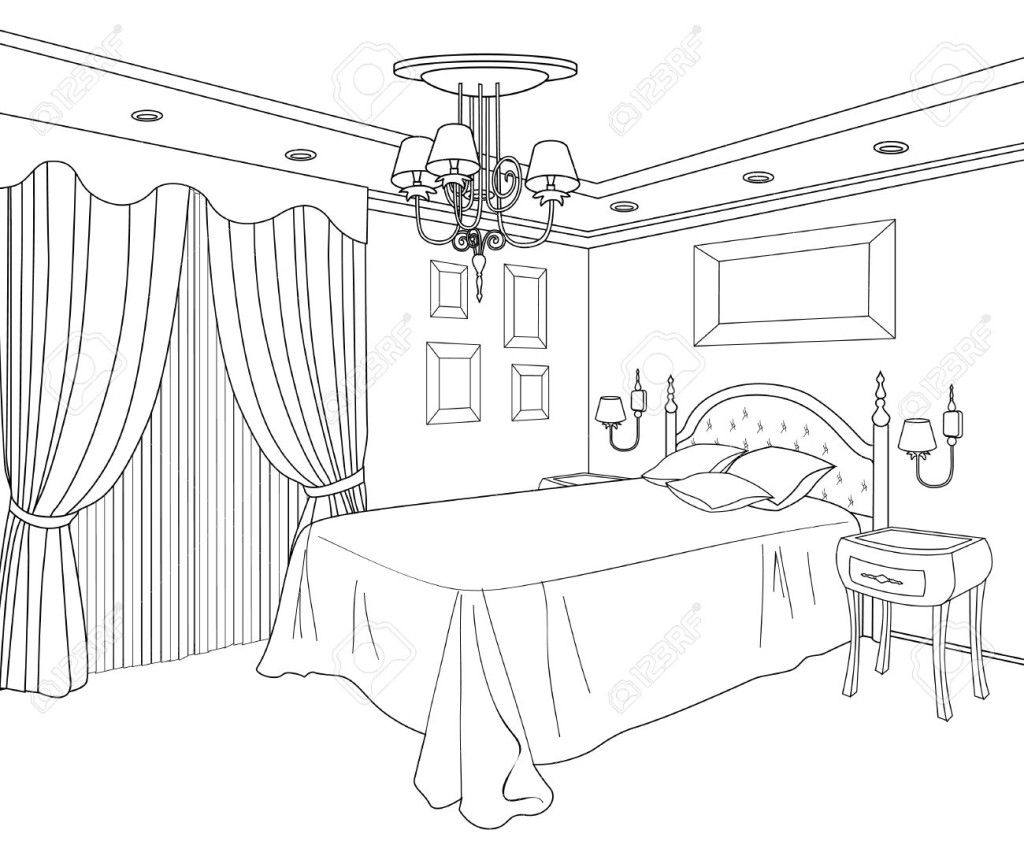 Bedroom coloring page.