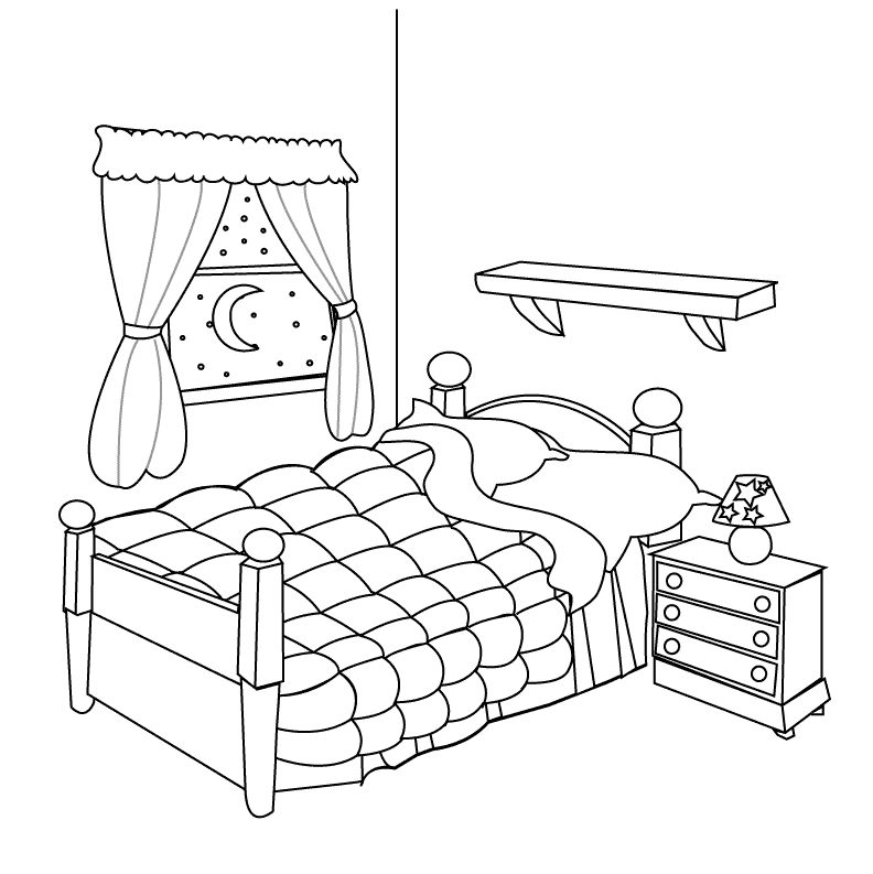 Free Girls Bedroom Coloring Page, Download Free Clip Art