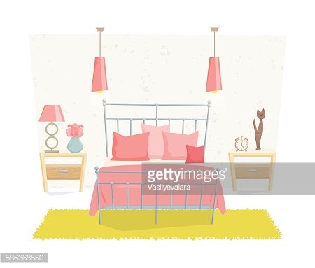 Cute bedroom interior Clipart Image