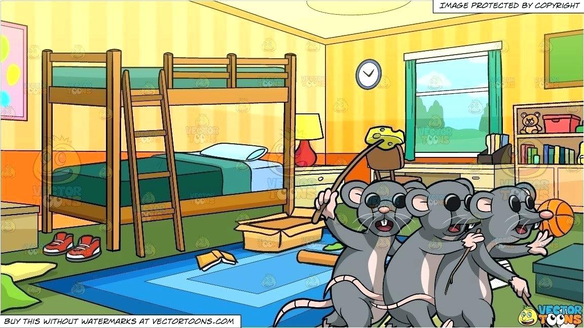 Bedroom Picture Clipart Kids Three Blind Mice And Messy Home