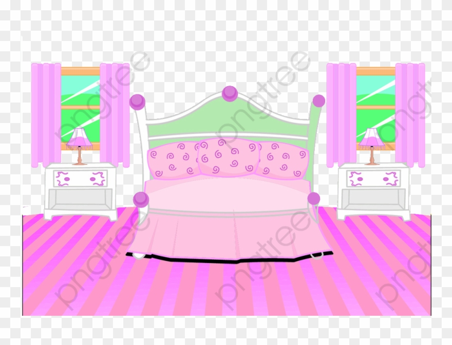 Indoor Scene Pink Floor Bedroom, Bedroom Clipart, Pink