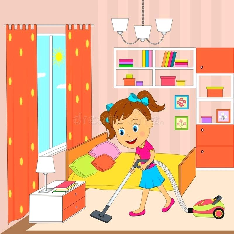 Kids clean bedroom clipart