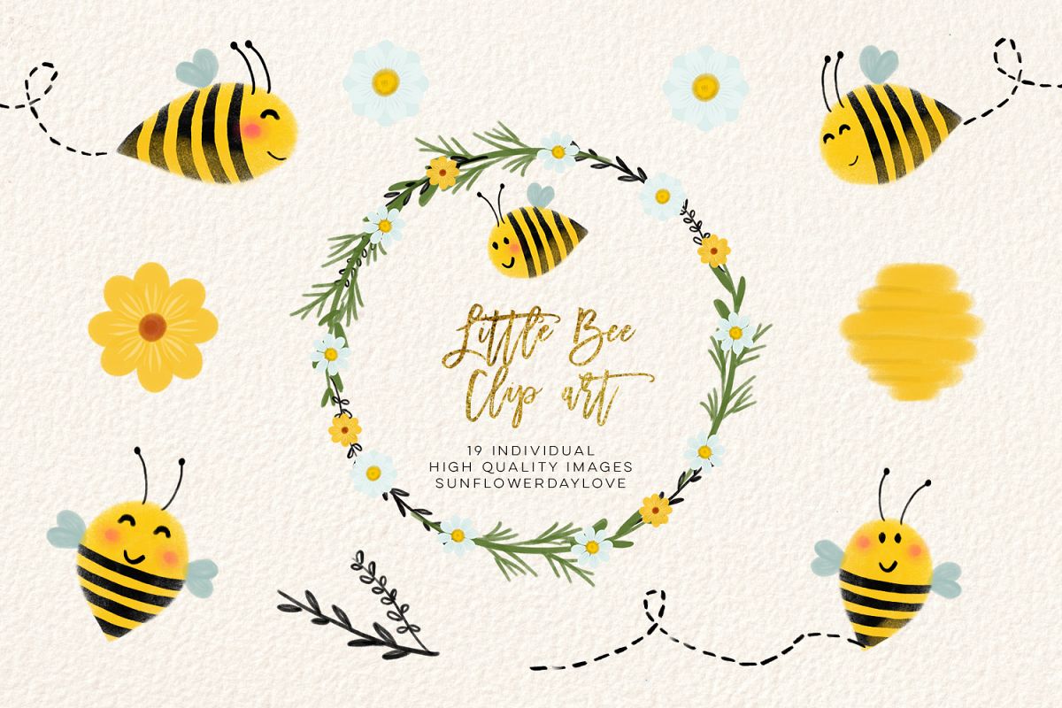 Bee clip art, bees illustration, Honey bee clipart