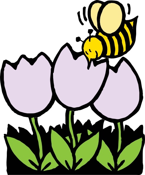 Bee And Flowers clip art Free vector in Open office drawing