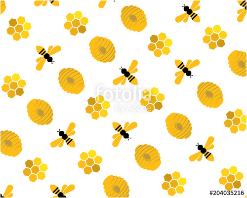 Abstract Bee Hive honeycombs Cartoon Pattern Wallpaper