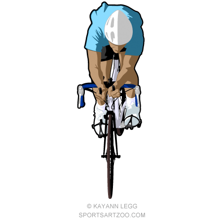Cyclist Front View Color Illustration
