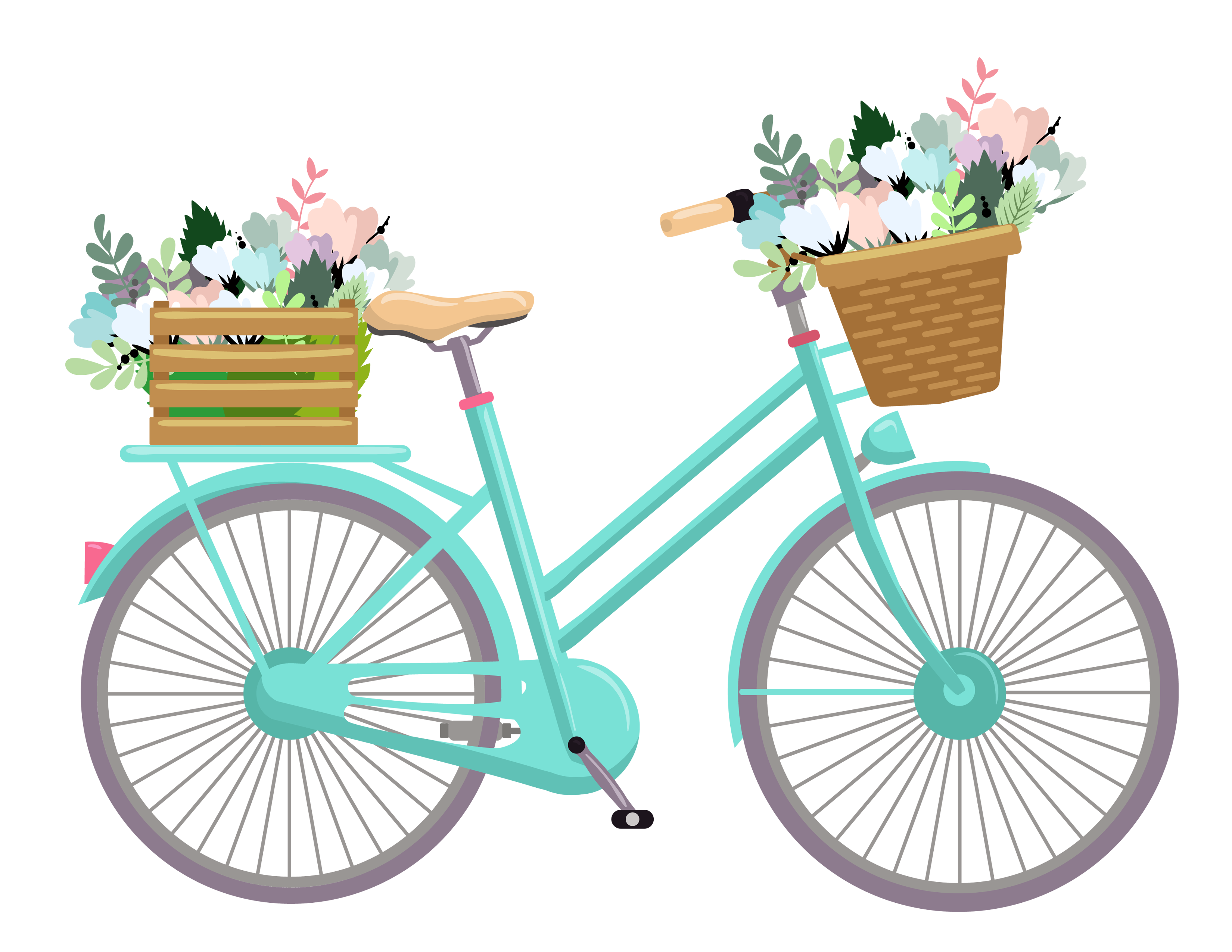 Free Romantic Bicycle Clip Art Set