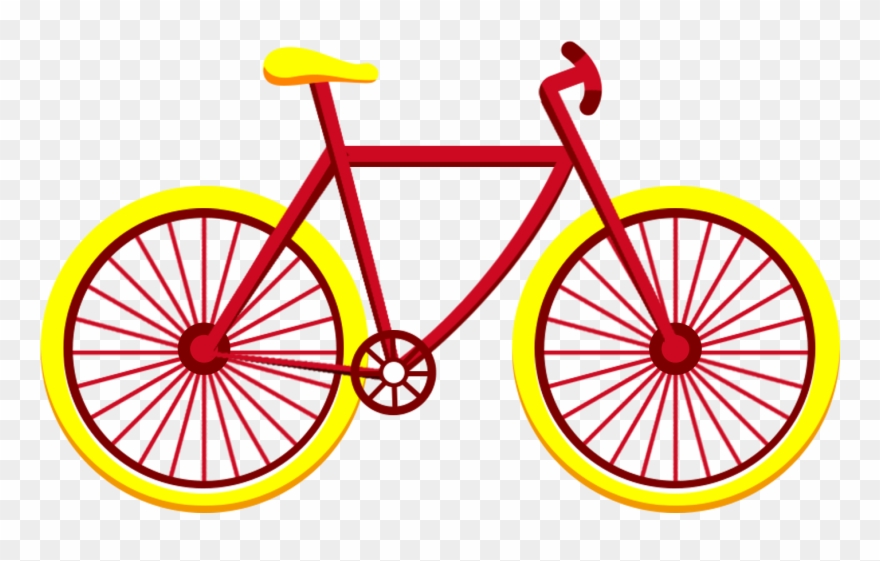 Red yellow bicycle.