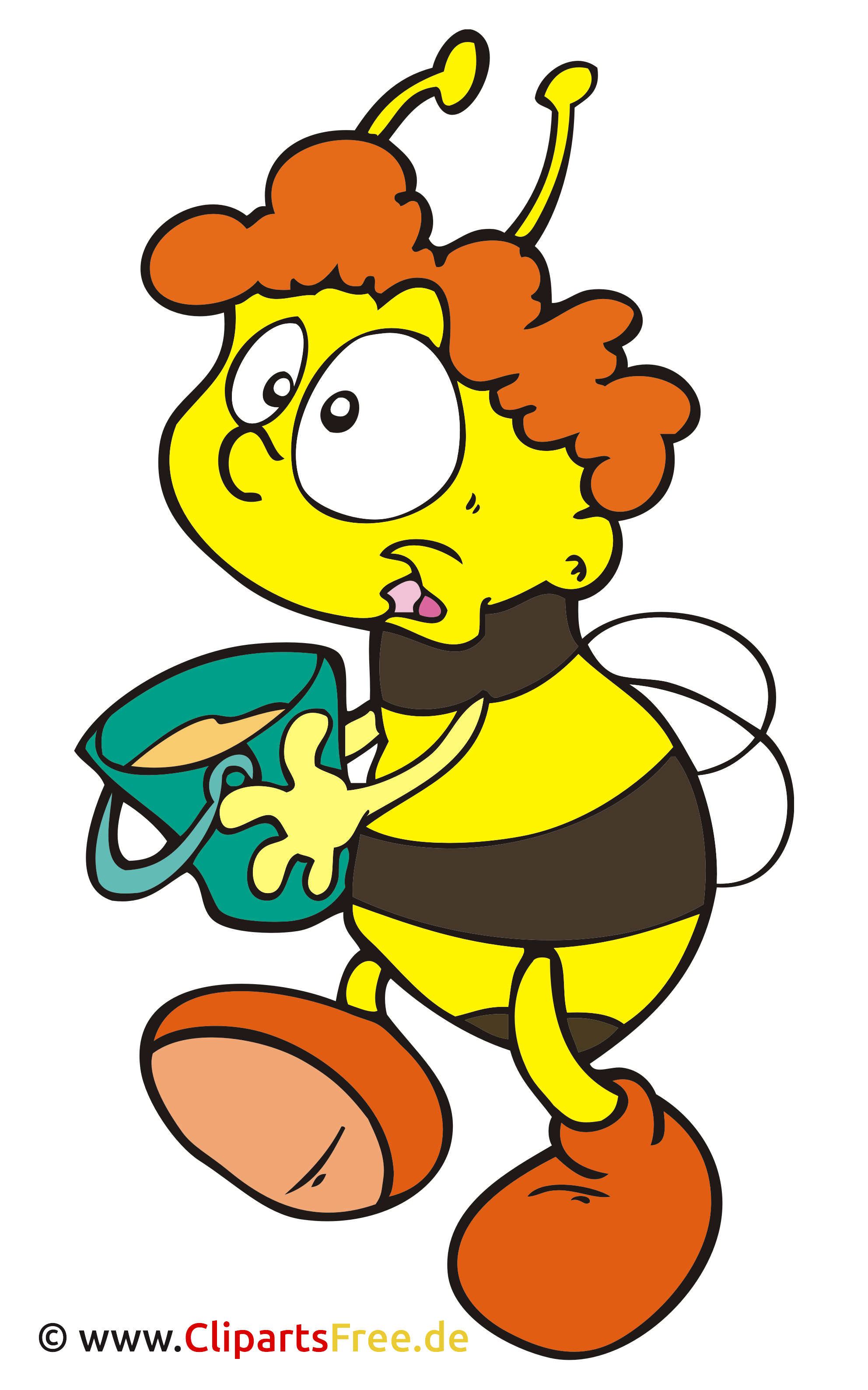 Biene mit Honig Clipart, Bild, Cartoon, Grafik, Illustration