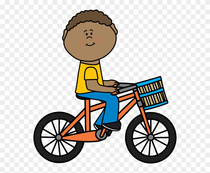 Boy riding bicycle.