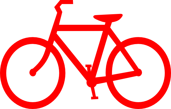 Red bicycle outline.