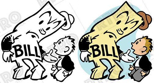 A giant bill attempts to collect on a debt vintage retro