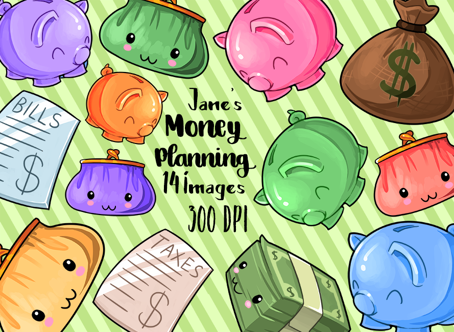 Kawaii Money Planning Clipart By Digitalartsi