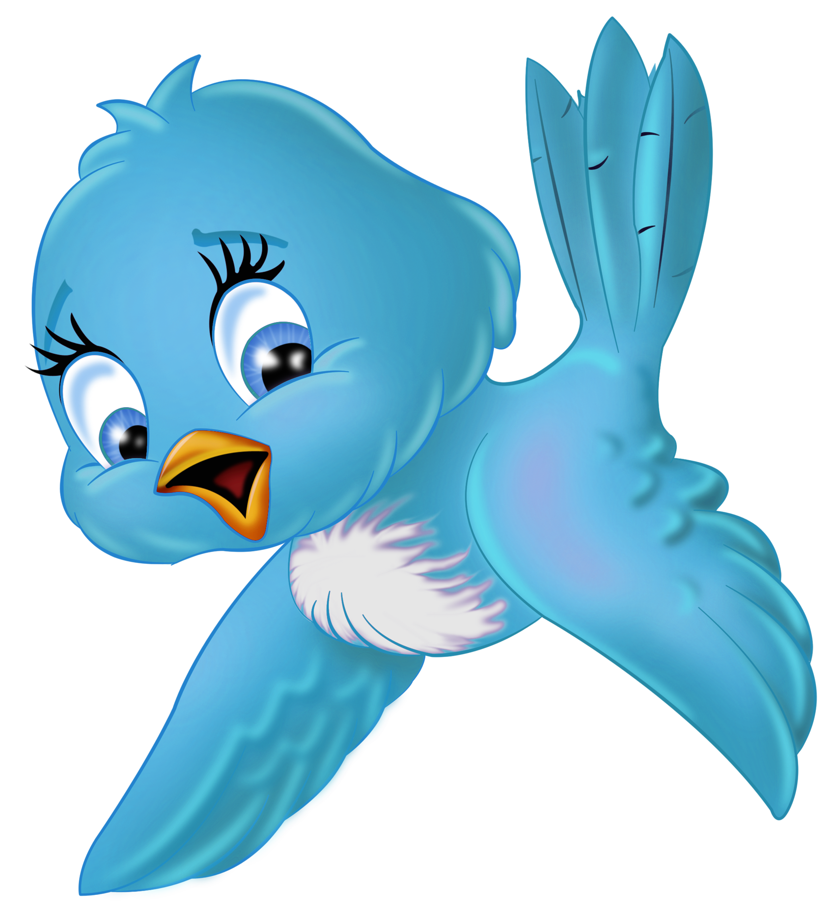 Large Blue Bird PNG Cartoon Clipart