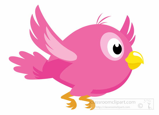 Cartoon Pink Bird With Yellow Beak Clipart
