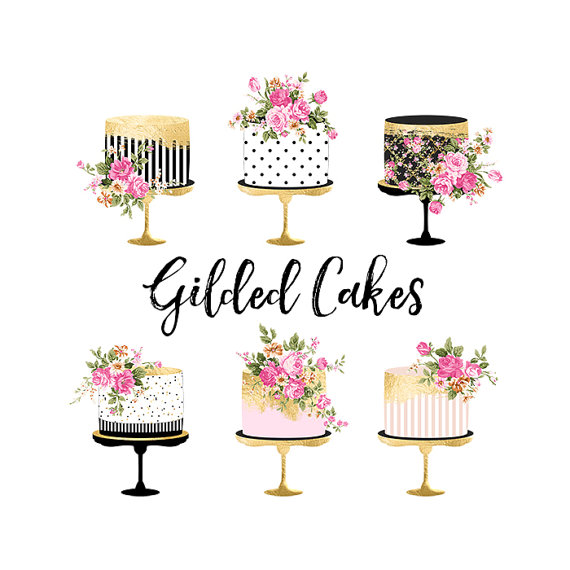 Cake clipart gold.