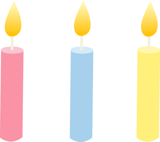 Three Pastel Colored Birthday Candles