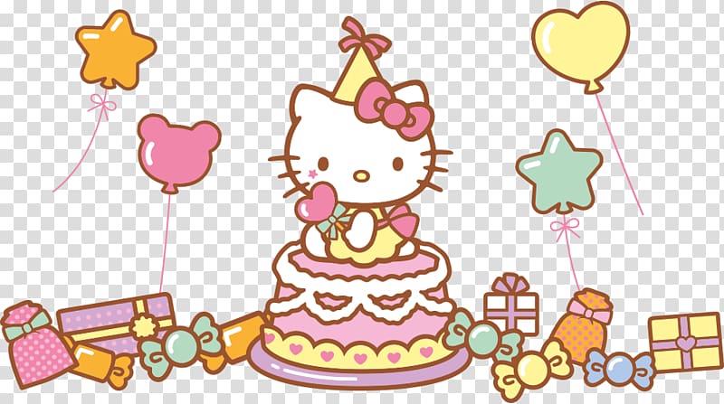Hello Kitty party themed illustration, Hello Kitty Birthday