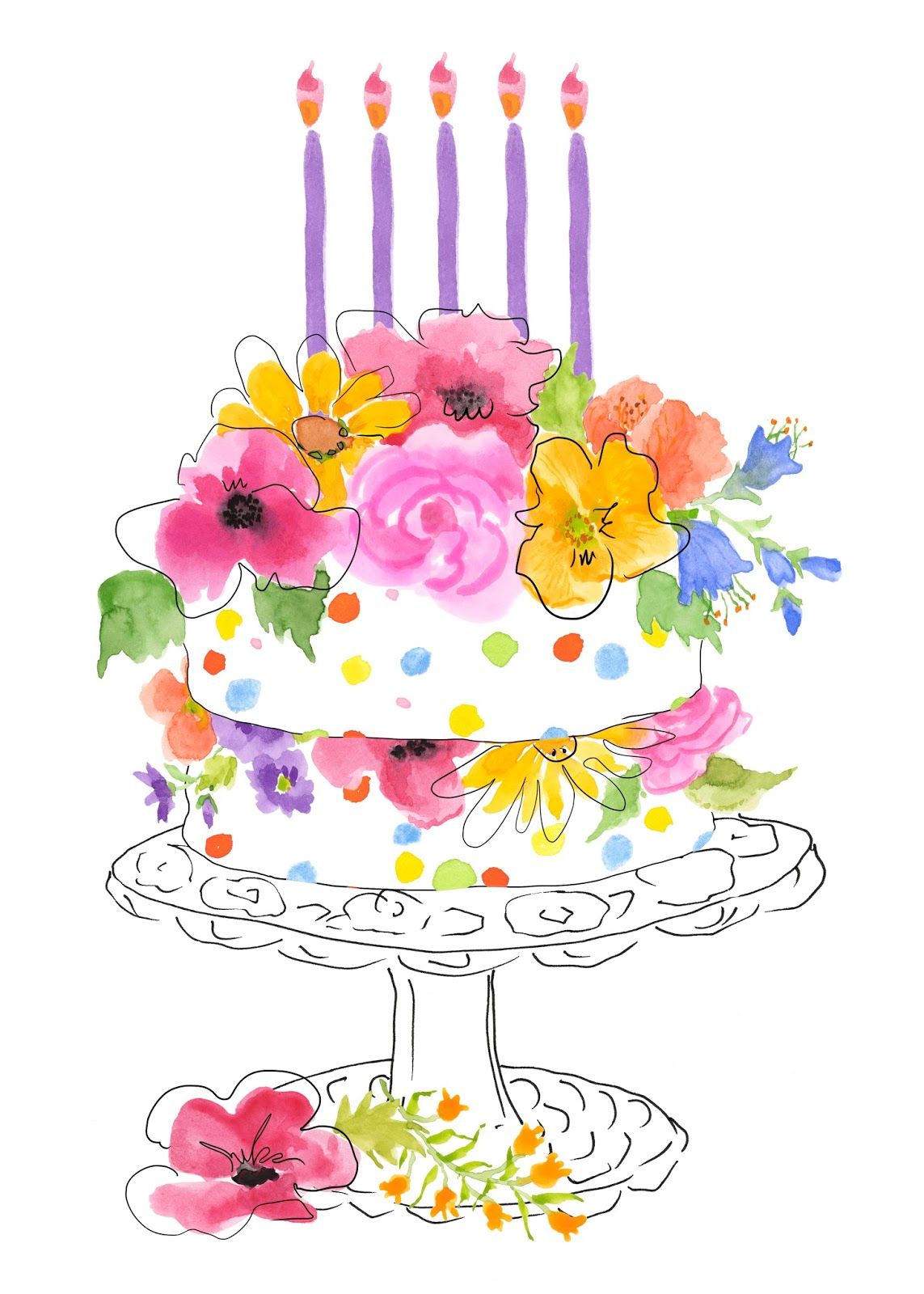 Birthday cake clip art watercolor