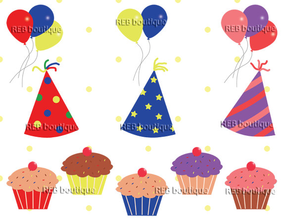 Birthday hat birthday clipart clip art party hats balloons