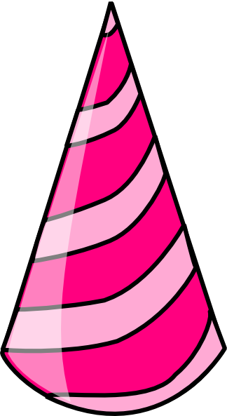 Pink birthday hat.
