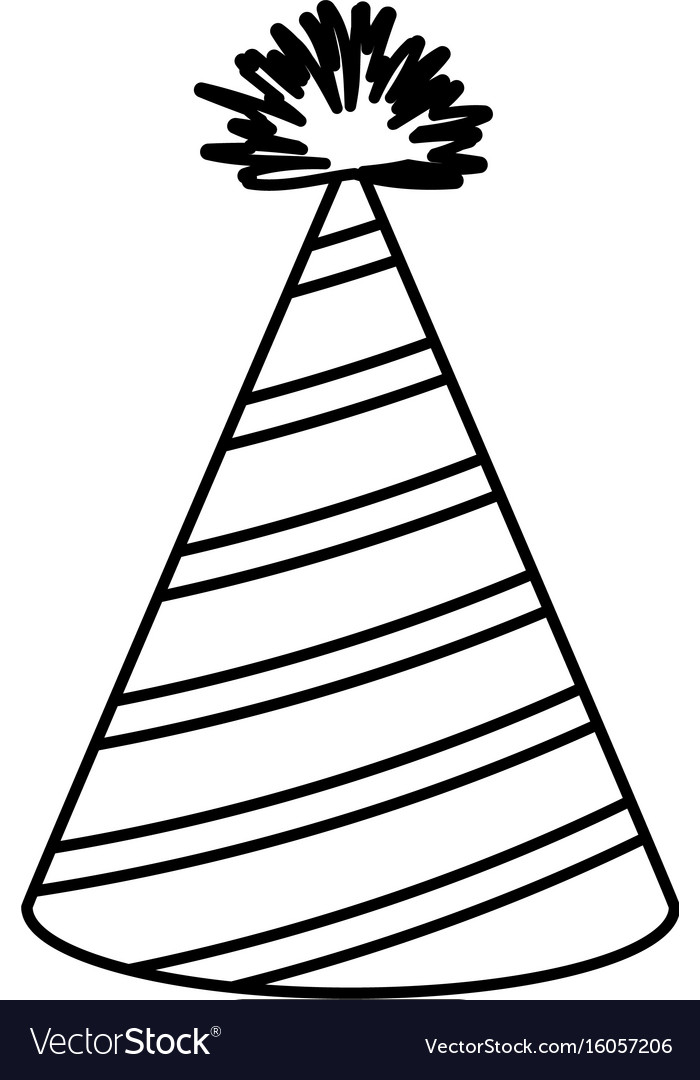 Monochrome silhouette of party hat with diagonal