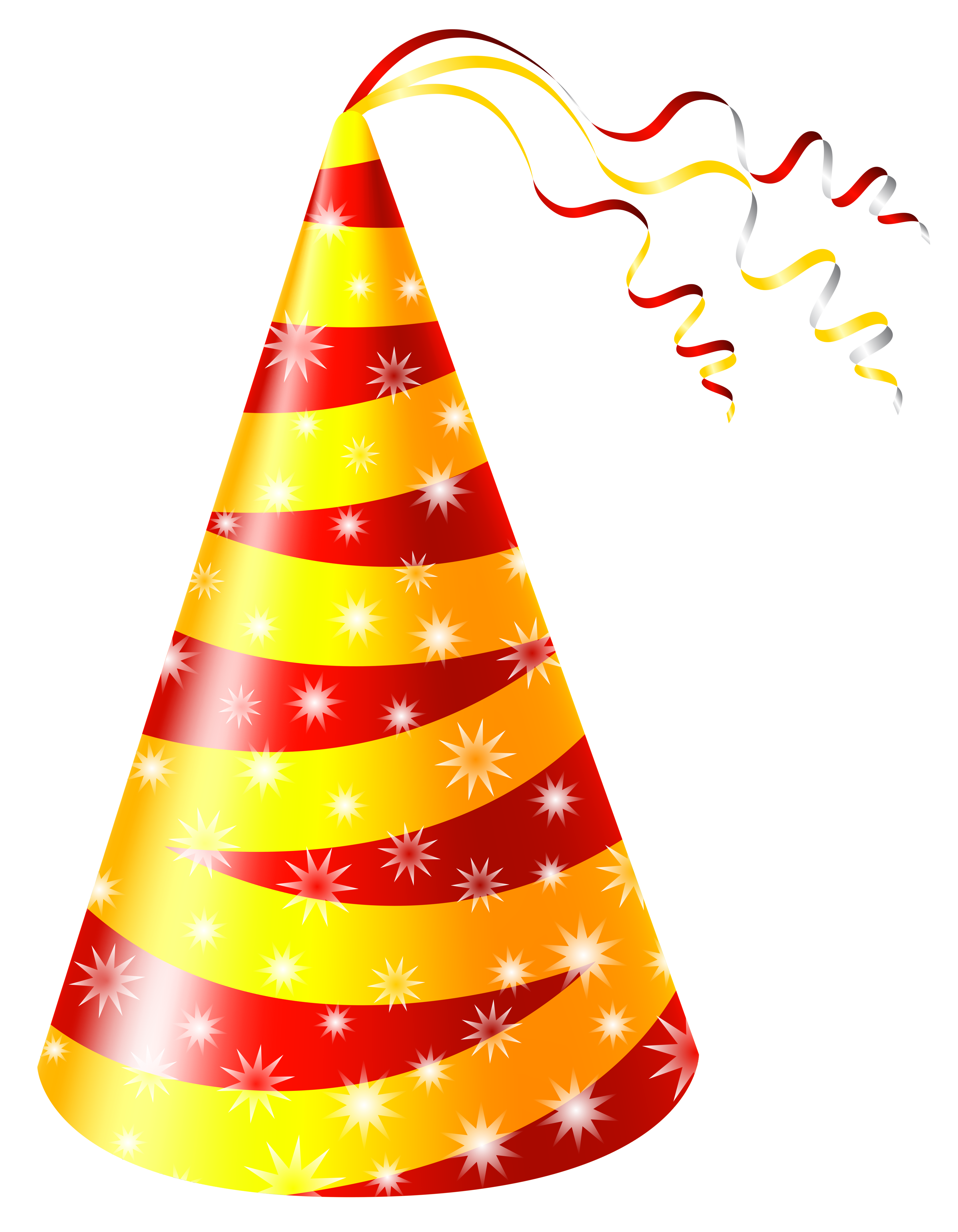 Birthday hat yellow and red party hat clipart image