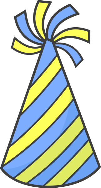 Birthday hat striped blue yellow images clipart