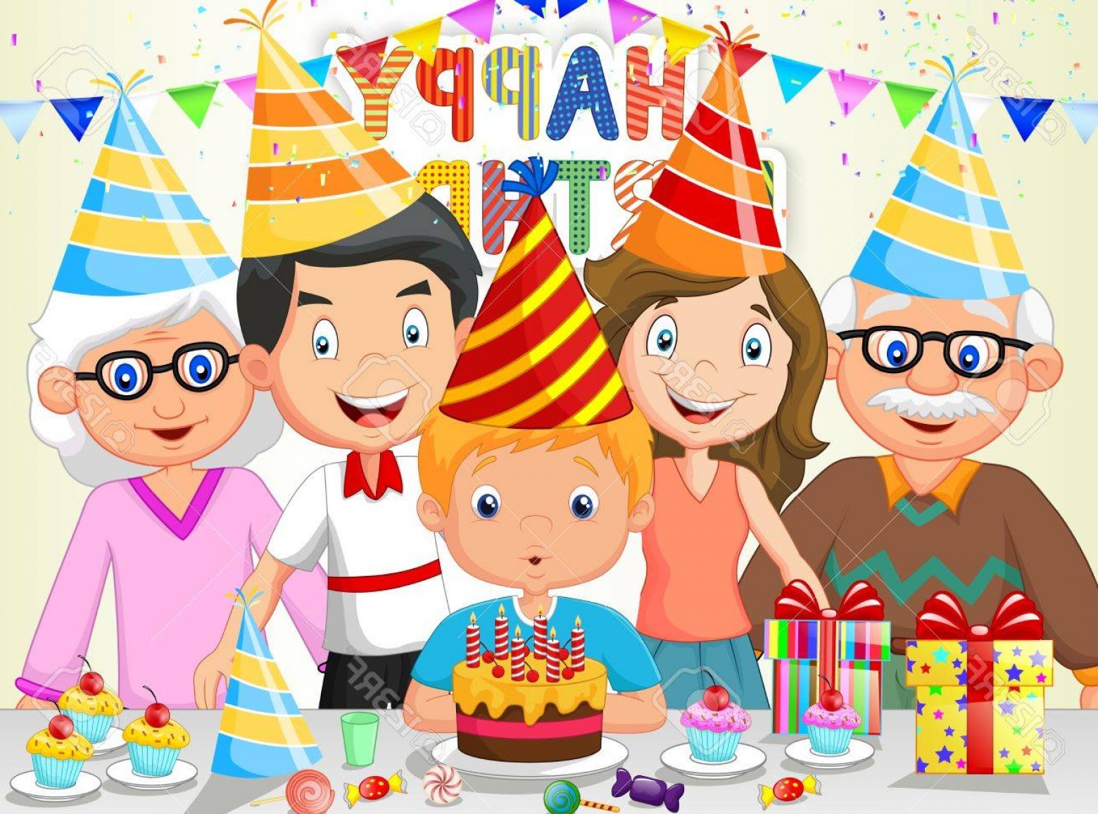 Family Birthday Party Vector