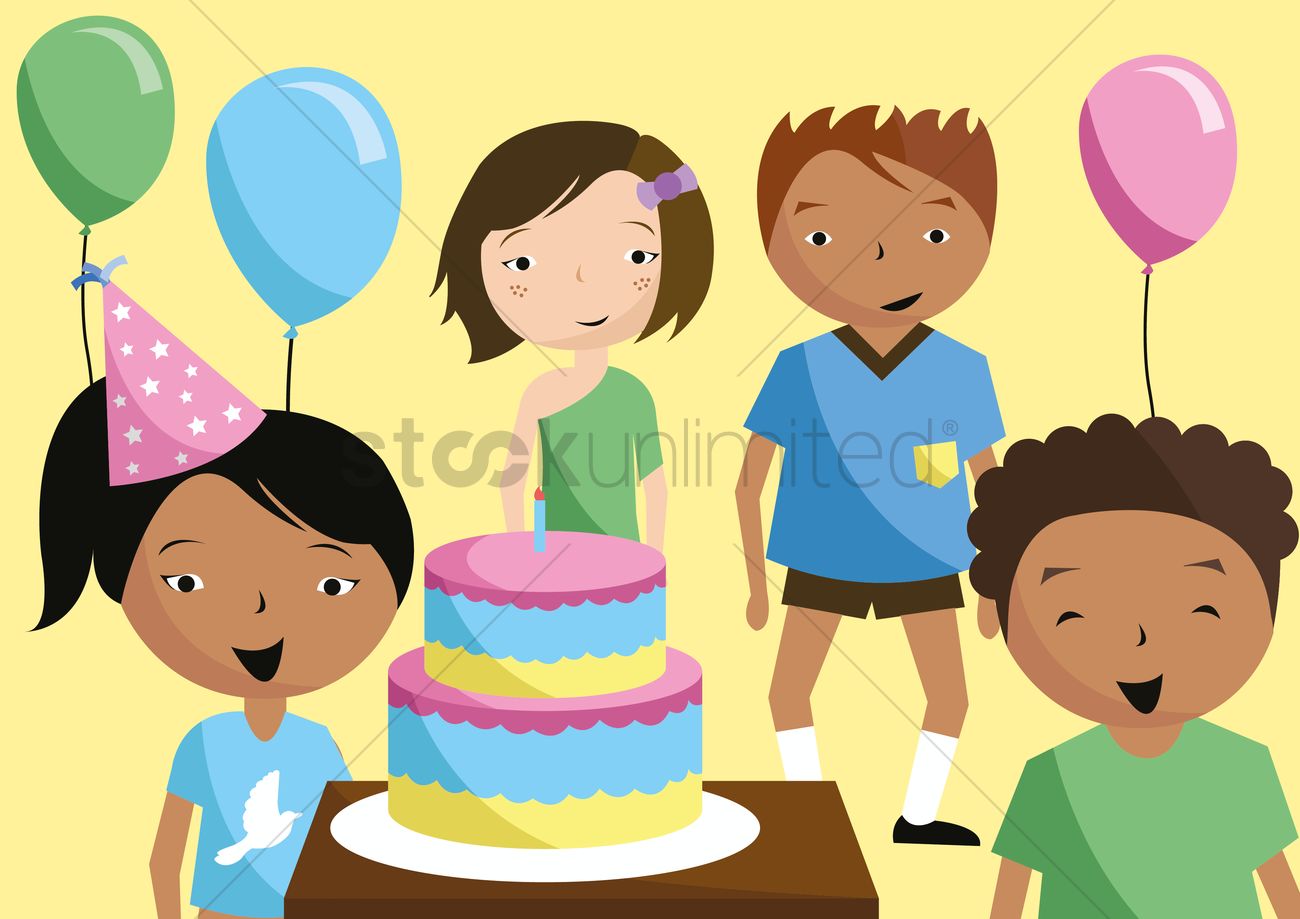 Friends at birthday party Vector Image