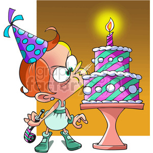 Girls birthday party blowing candle clipart