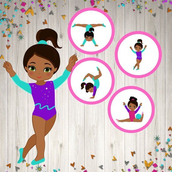 Gymnastic centerpiece kit party decoration, African American