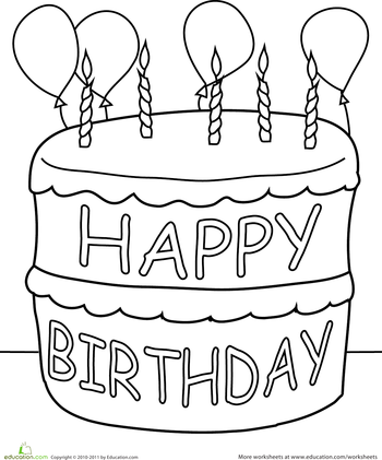 Birthday Cake Coloring Page