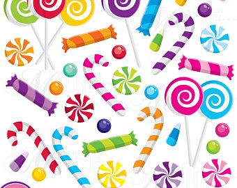 Rainbow Candy Clipart, Sweet Shop Birthday Candy Clip Art