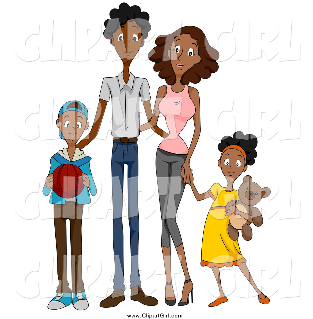 Clip Art of a Happy Black Family of Four by BNP Design