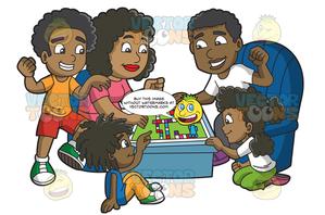 Black family playing.