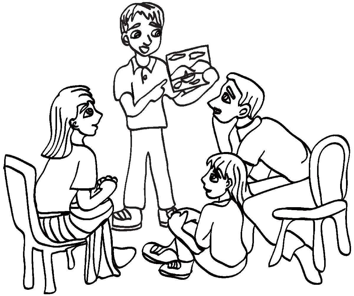 Small family clipart black and white