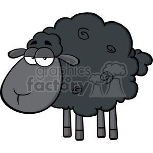 Royalty Free RF Clipart Illustration Cute Black Sheep Cartoon Mascot  Character clipart