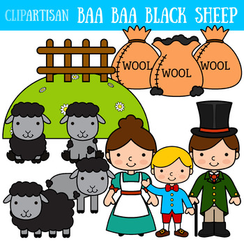 Baa Baa Black Sheep Clip Art, Nursery Rhyme