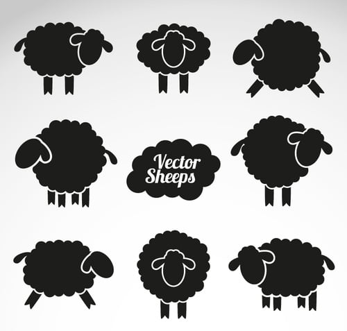 8 sheep silhouette vector material