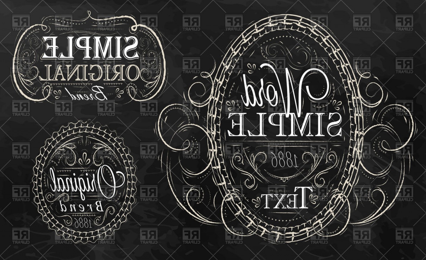 Vintage Frame With Ornaments Of Chalk On Blackboard Vector