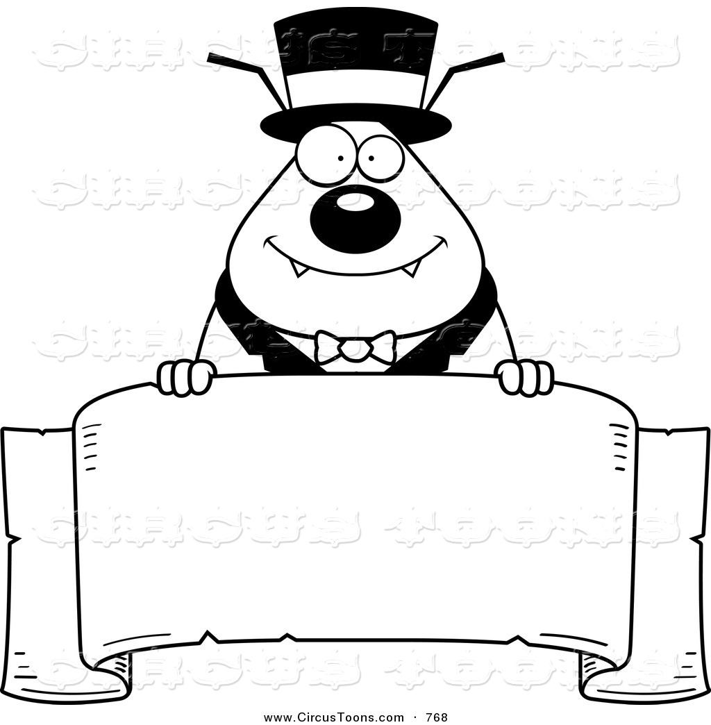 Circus Clipart of a Black and White Ringmaster Flea Holding