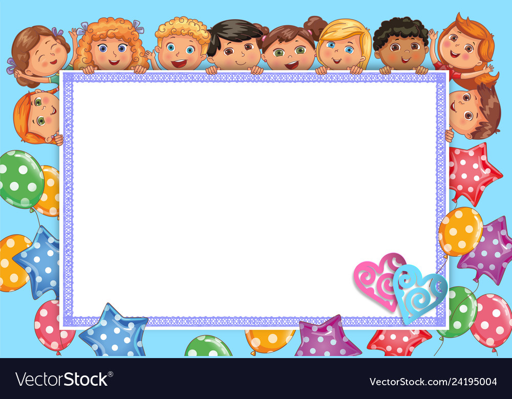 Blank banner kids holiday with colored balloons