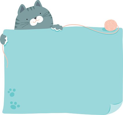 Cute blue cat hold empty board vector Clipart Image