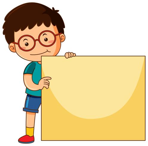 Little boy holding blank board